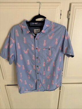 DISTORTION Pineapple Print Button Down 100% Cotton Men’s Medium